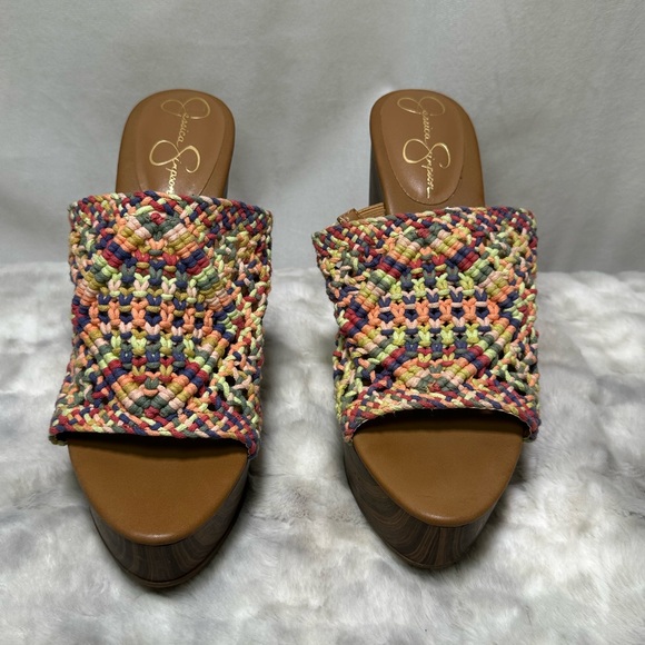 New Jessica Simpson Shelbie Rainbow Crochet Platform Sandals Size 12 - Picture 3 of 5